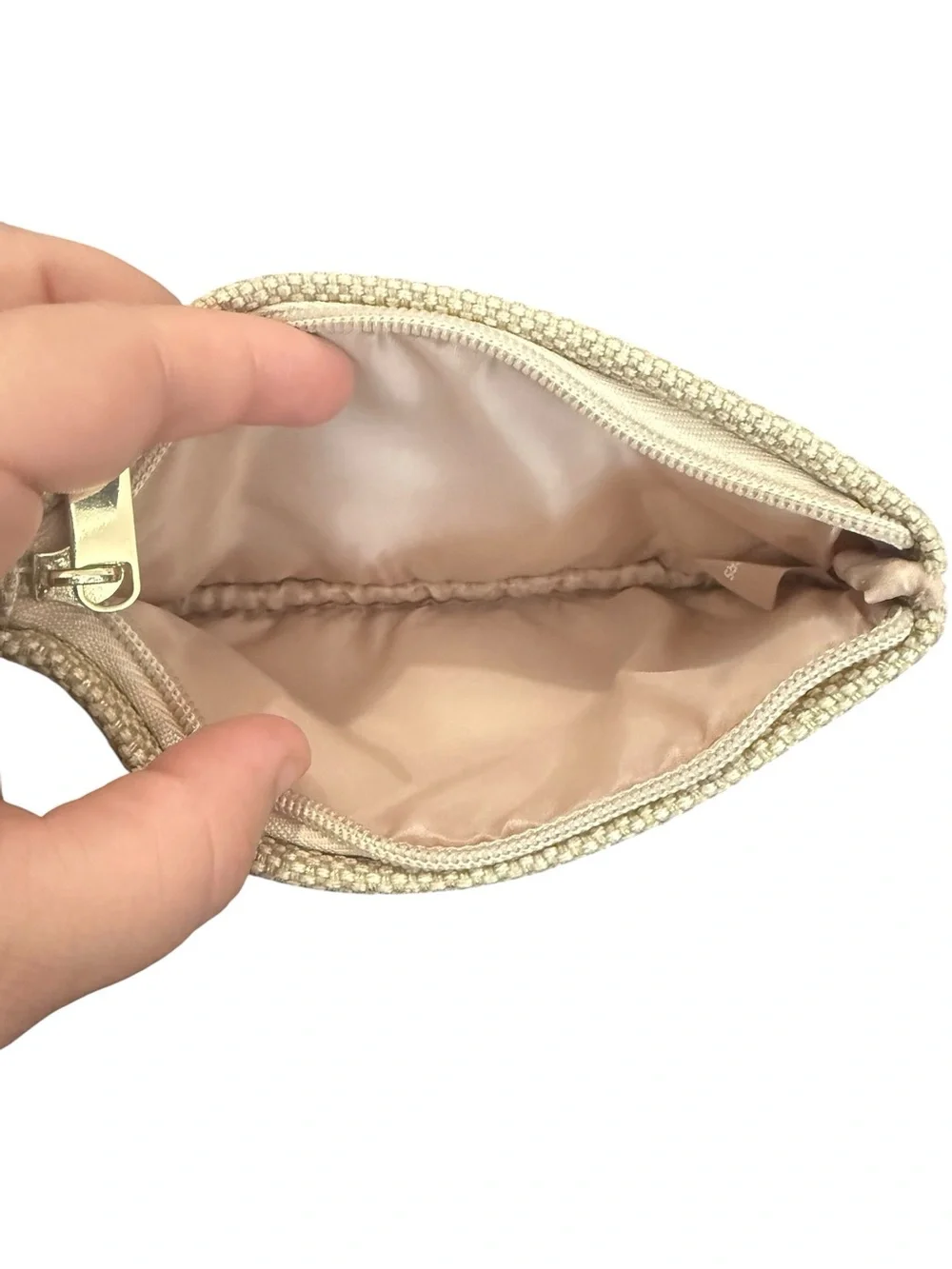Michael Kors Champagne Metallic Textured Wristlet Clutch